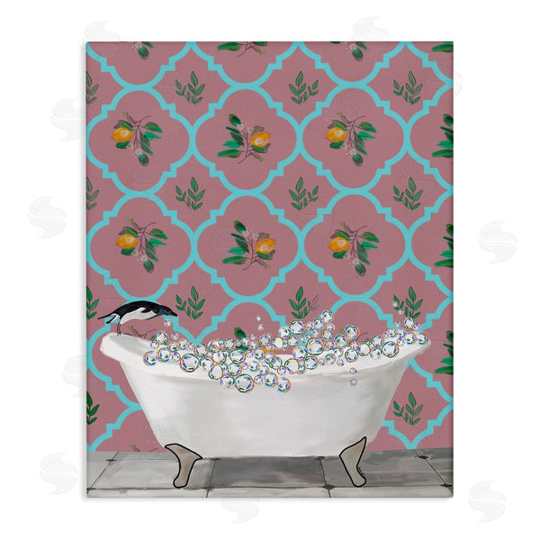 stupell industries Amelia Noyes | Penguin Jumping in Tub Wall Art