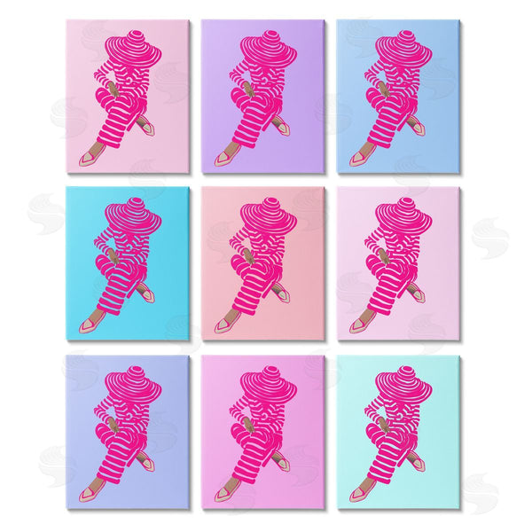 stupell industries Amelia Noyes | Pink Pastel Doll Style Fashion Silhouettes Wall Art