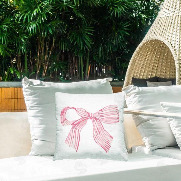 Stupell Industries Amelia Noyes | Pink Pinstripe Bow Printed Throw Pillow