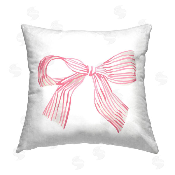 stupell industries Amelia Noyes | Pink Pinstripe Bow Printed Throw Pillow