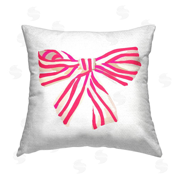 Stupell Industries Amelia Noyes | Pink Striped Bow Printed Throw Pillow