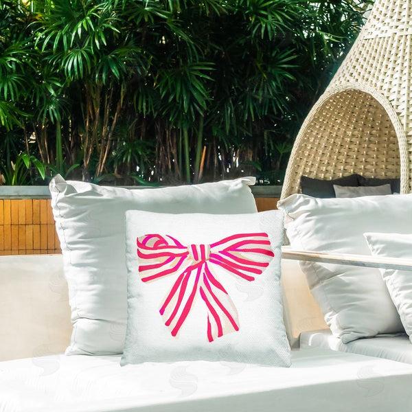 Stupell Industries Amelia Noyes | Pink Striped Bow Printed Throw Pillow