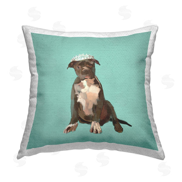 Stupell Industries Amelia Noyes | Pit Bull In Tiara Printed Throw Pillow