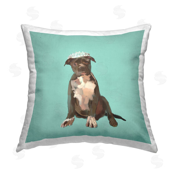stupell industries Amelia Noyes | Pit Bull in Tiara Printed Throw Pillow