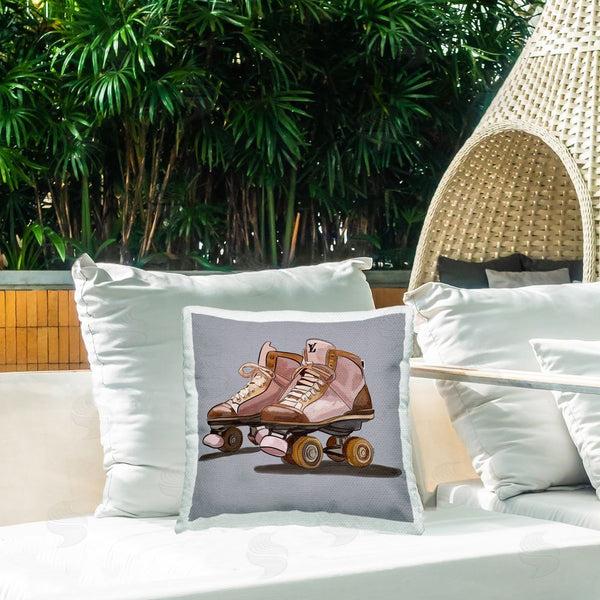Stupell Industries Amelia Noyes | Roller Skates On Grey Printed Throw Pillow