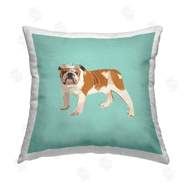 Stupell Industries Amelia Noyes | Royal Bulldog On Turquoise Printed Throw Pillow
