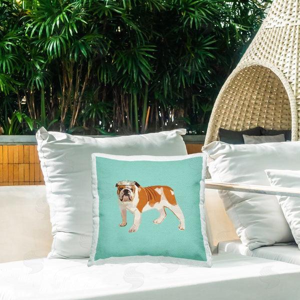 Stupell Industries Amelia Noyes | Royal Bulldog On Turquoise Printed Throw Pillow