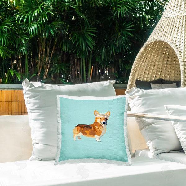 Stupell Industries Amelia Noyes | Royal Corgi On Turquoise Printed Throw Pillow