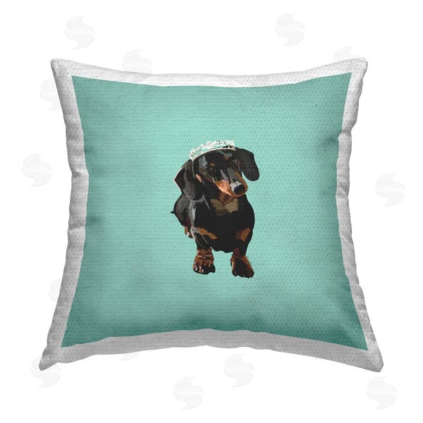 Stupell Industries Amelia Noyes | Royal Dachshund On Turquoise Printed Throw Pillow