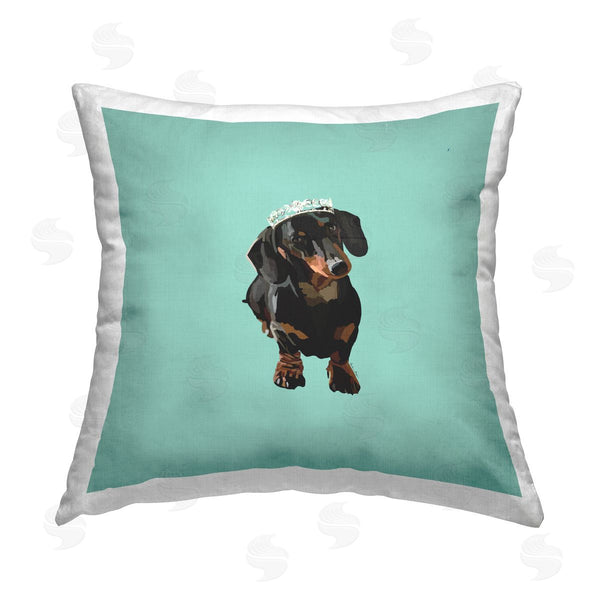 stupell industries Amelia Noyes | Royal Dachshund on Turquoise Printed Throw Pillow