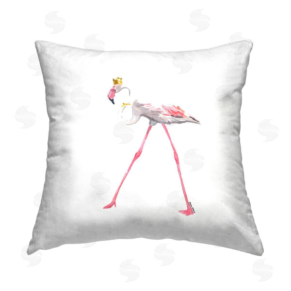 stupell industries Amelia Noyes | Royal Flamingo Stepping Printed Throw Pillow