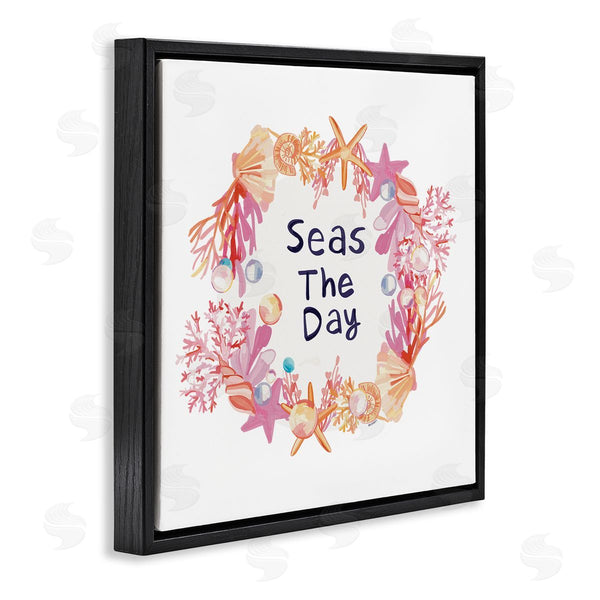 Stupell Industries Amelia Noyes | Seas The Day Marine Life Coral Botanical Wreath Wall Art
