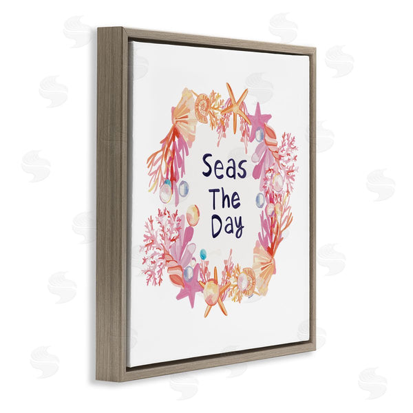 Stupell Industries Amelia Noyes | Seas The Day Marine Life Coral Botanical Wreath Wall Art