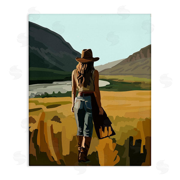 stupell industries Amelia Noyes | Strolling Cowgirl in Desert Wall Art