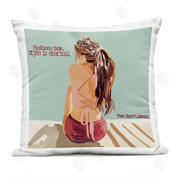 Stupell Industries Amelia Noyes | Style Is Eternal Glam Fashion Quote Woman Printed Throw Pillow
