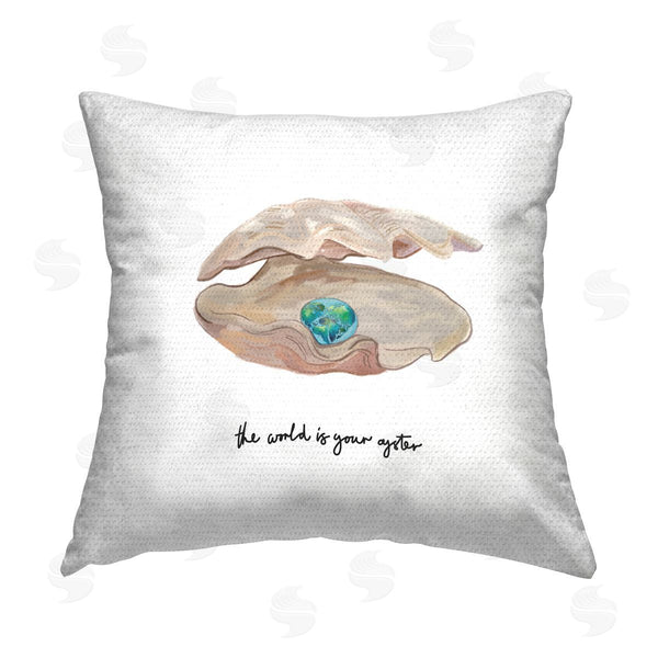 Stupell Industries Amelia Noyes | Teal Ocean Pearl Clamshell Printed Throw Pillow