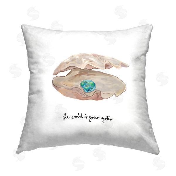 stupell industries Amelia Noyes | Teal Ocean Pearl Clamshell Printed Throw Pillow
