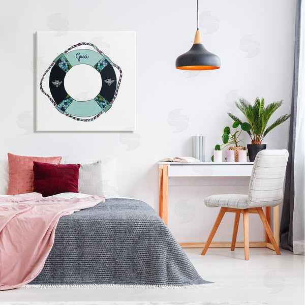 Stupell Industries Amelia Noyes | Trendy Nautical Life Buoy Glam Style Pattern Wall Art