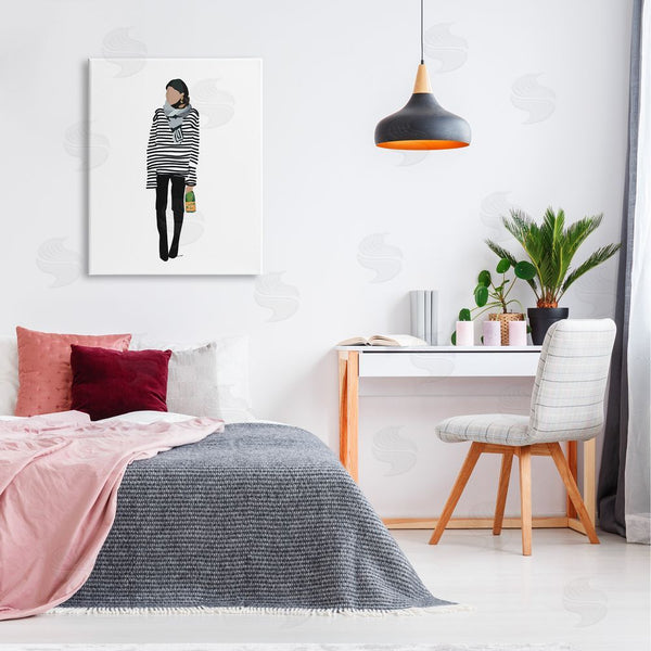 Stupell Industries Amelia Noyes | Trendy Stripes Fashion Girl Wall Art