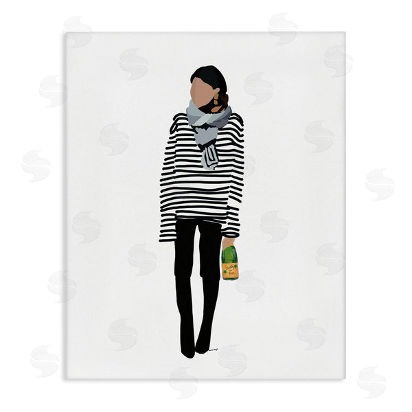 stupell industries Amelia Noyes | Trendy Stripes Fashion Girl Wall Art