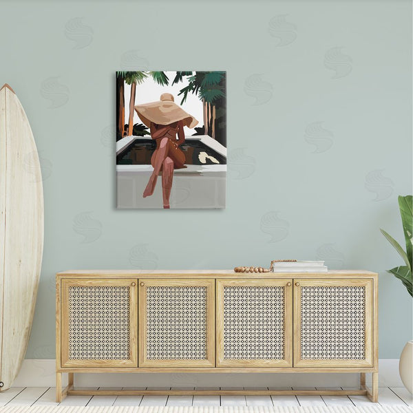 Stupell Industries Amelia Noyes | Trendy Upscale Woman Tropical Summer Hot Tub Wall Art