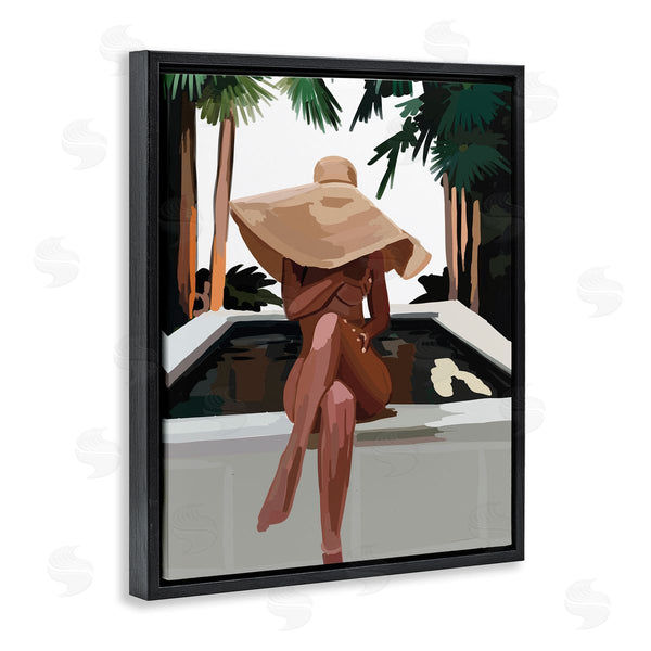 Stupell Industries Amelia Noyes | Trendy Upscale Woman Tropical Summer Hot Tub Wall Art