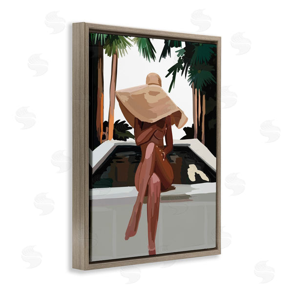 Stupell Industries Amelia Noyes | Trendy Upscale Woman Tropical Summer Hot Tub Wall Art