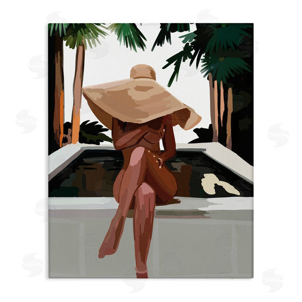 stupell industries Amelia Noyes | Trendy Upscale Woman Tropical Summer Hot Tub Wall Art
