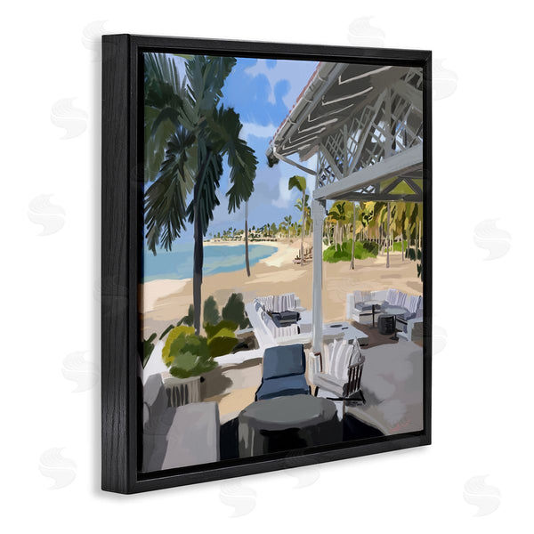 Stupell Industries Amelia Noyes | Tropical Ocean Pergola Patio Lush Palm Trees Wall Art