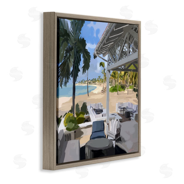 Stupell Industries Amelia Noyes | Tropical Ocean Pergola Patio Lush Palm Trees Wall Art
