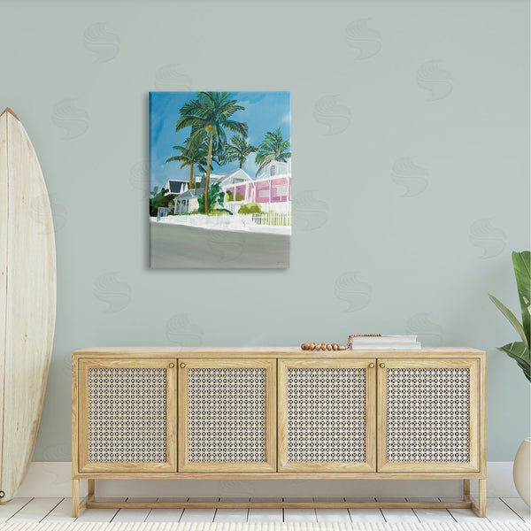 Stupell Industries Amelia Noyes | Tropical Palm Trees Summer Vacation Resort Houses Wall Art