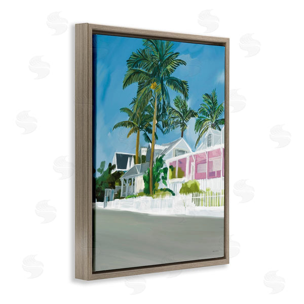 Stupell Industries Amelia Noyes | Tropical Palm Trees Summer Vacation Resort Houses Wall Art