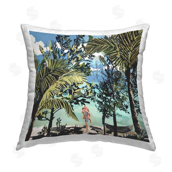 stupell industries Amelia Noyes | Tropical Summer Beach Couple Printed Throw Pillow