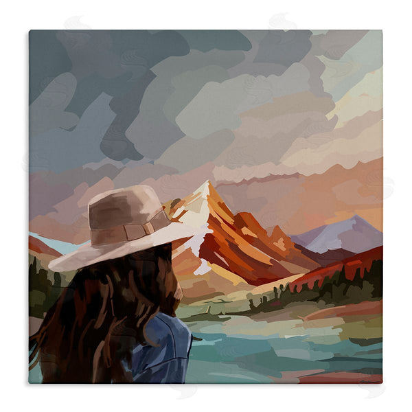 stupell industries Amelia Noyes | Vibrant Mountain View with Girl