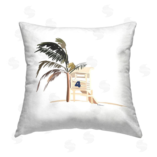 stupell industries Amelia Noyes | Windblown Palm Tree Beach Printed Throw Pillow