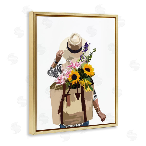 Stupell Industries Amelia Noyes | Woman Carrying Floral Backpack