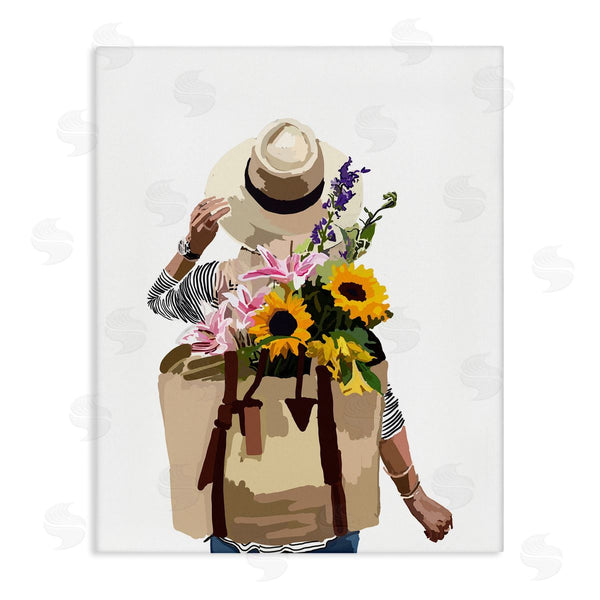 stupell industries Amelia Noyes | Woman Carrying Floral Backpack
