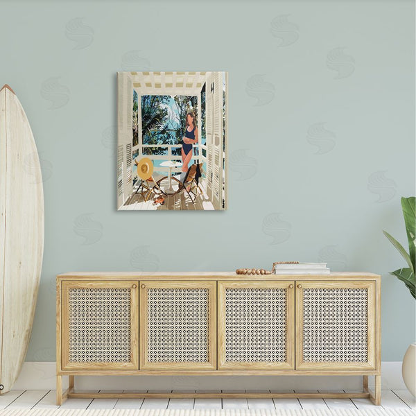 Stupell Industries Amelia Noyes | Woman Coastal Beach Canopy Summer Ocean Scene Wall Art
