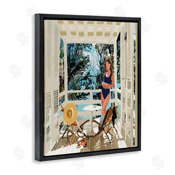 Stupell Industries Amelia Noyes | Woman Coastal Beach Canopy Summer Ocean Scene Wall Art