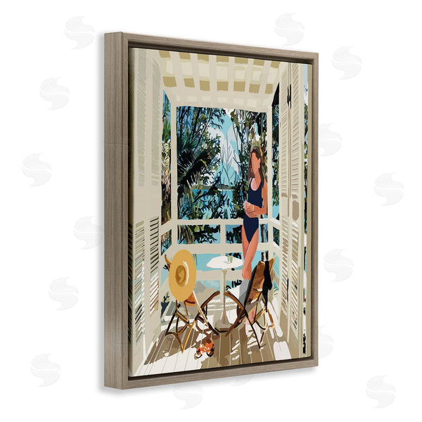 Stupell Industries Amelia Noyes | Woman Coastal Beach Canopy Summer Ocean Scene Wall Art