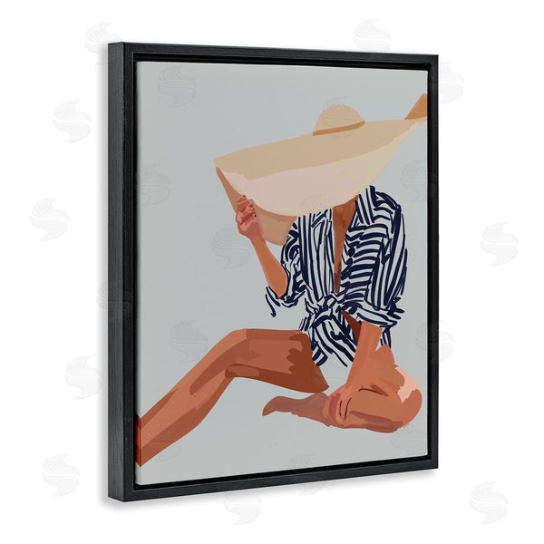 Stupell Industries Amelia Noyes | Woman Obscured By Sun Hat Summer Beach Portrait Wall Art