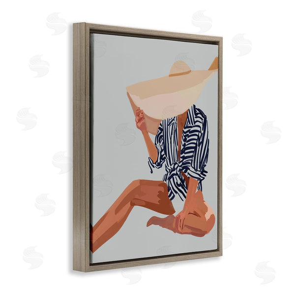 Stupell Industries Amelia Noyes | Woman Obscured By Sun Hat Summer Beach Portrait Wall Art
