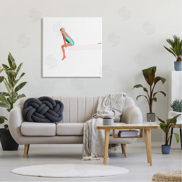 Stupell Industries Amelia Noyes | Woman Sitting Diving Board Summer Beach Pool Wall Art