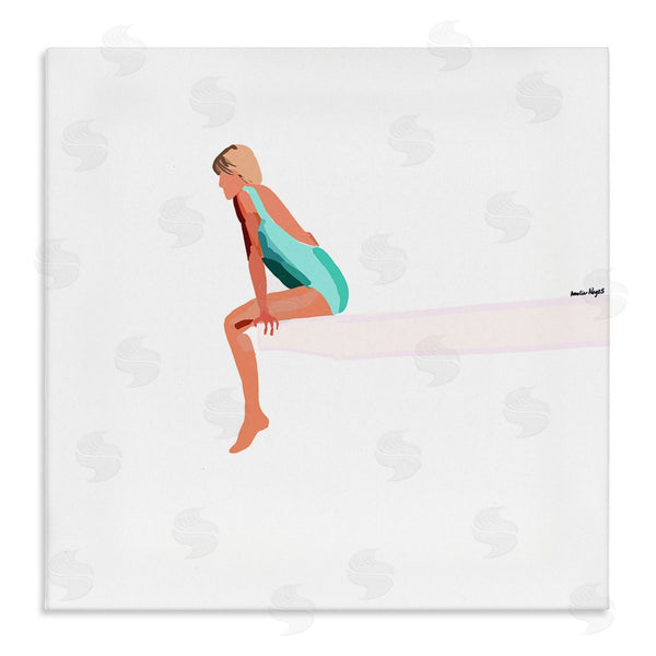 stupell industries Amelia Noyes | Woman Sitting Diving Board Summer Beach Pool Wall Art