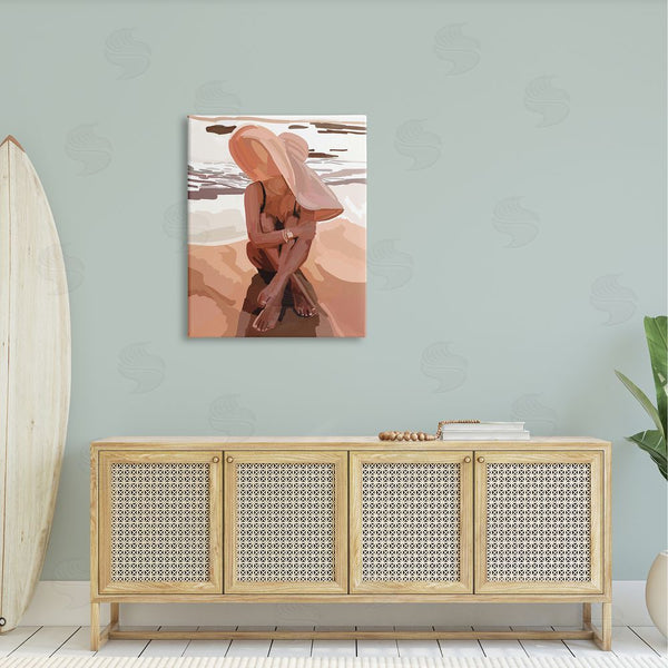 Stupell Industries Amelia Noyes | Woman Sitting Enjoying Ocean Shore Summer Beach Wall Art
