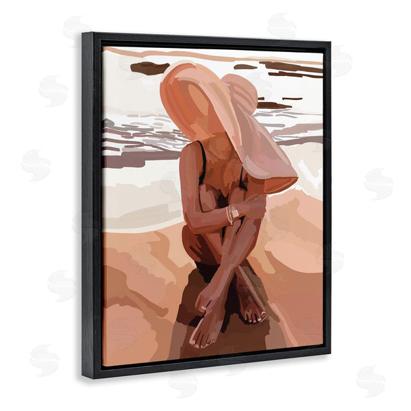 Stupell Industries Amelia Noyes | Woman Sitting Enjoying Ocean Shore Summer Beach Wall Art