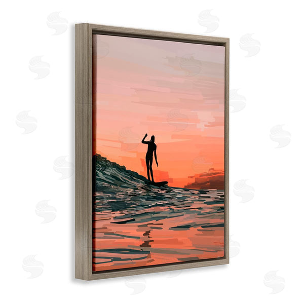 Stupell Industries Amelia Noyes | Woman Surfing At Sunset Wall Art
