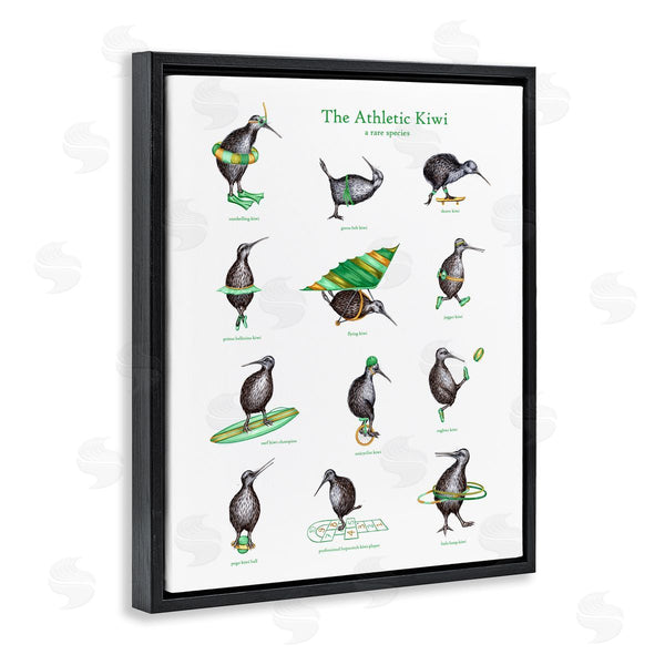 Stupell Industries Amelie Legault | Athletic Kiwi Various Exercises Bird Drawings Chart Wall Art