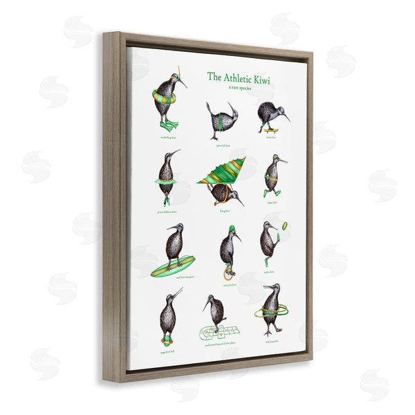 Stupell Industries Amelie Legault | Athletic Kiwi Various Exercises Bird Drawings Chart Wall Art