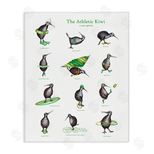 stupell industries Amelie Legault | Athletic Kiwi Various Exercises Bird Drawings Chart Wall Art